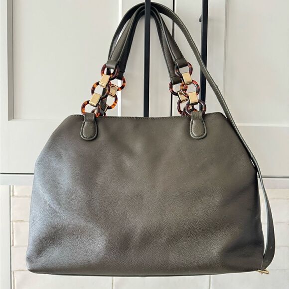 TALBOTS Soft Pebbled Leather Satchel Crossbody Shoulder Bag Olive Green Purse - Picture 4 of 16